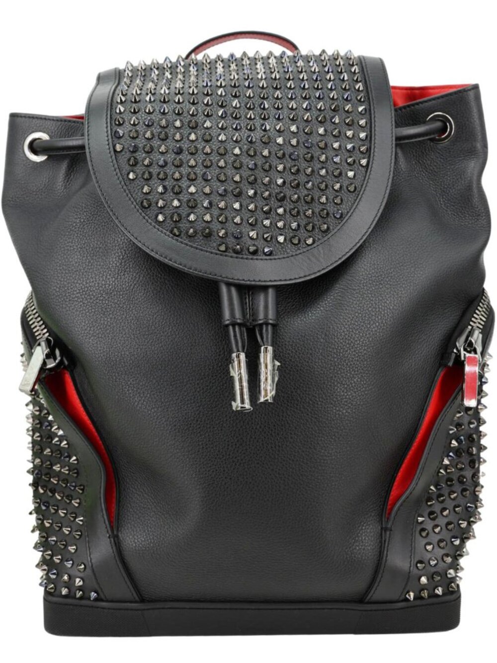 Christian Louboutin Explorafunk Spiked Calfskin Leather Backpack Black